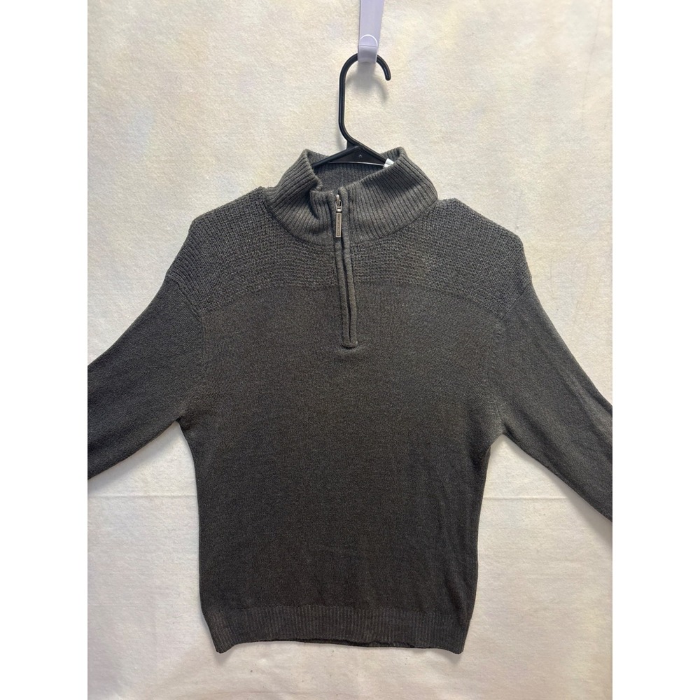 Geoffrey Beene Quarter Zip Sweater Mens Small Gray  Super Soft Knit